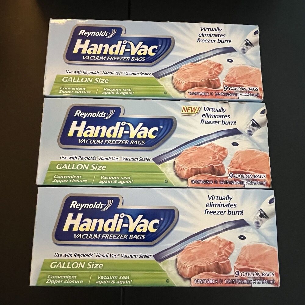 Reynolds Handi-Vac Vacuum Freezer Bags Gallon Size Lot of 3 27 Bags Total